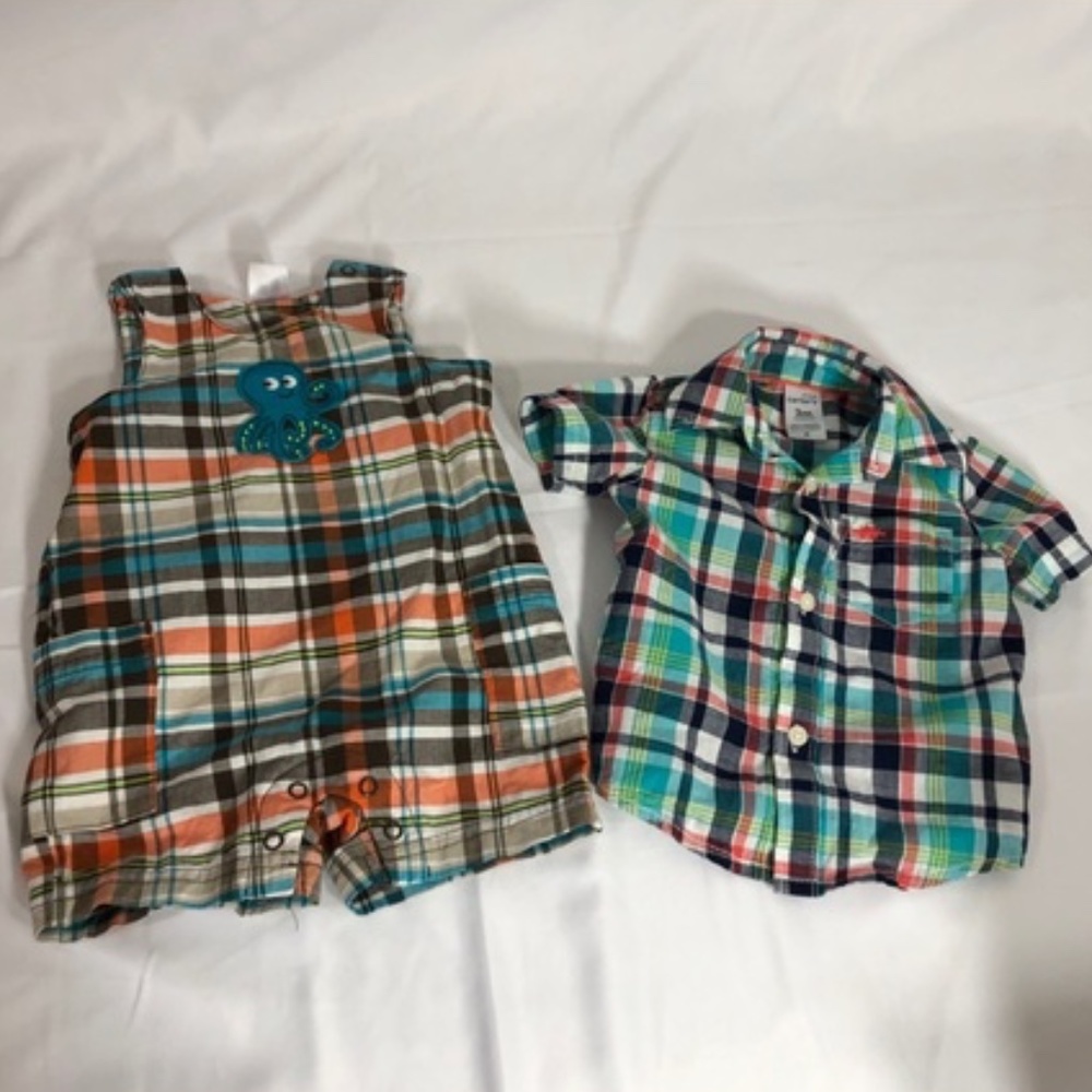 Lot of 2 Carter’s Baby Boy Body Onesie + Shirt 3 M